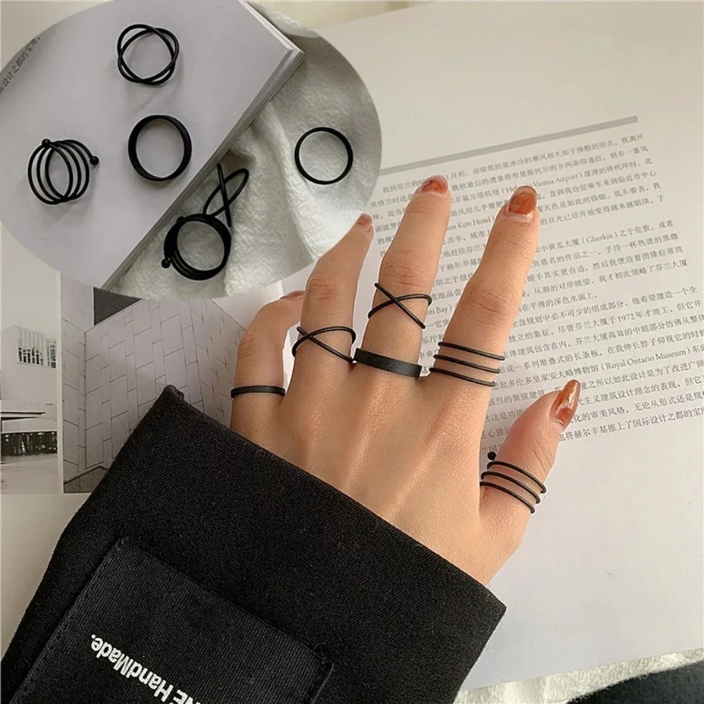 NEW‎ Black Midi Knuckle Interchangeable Ring Set